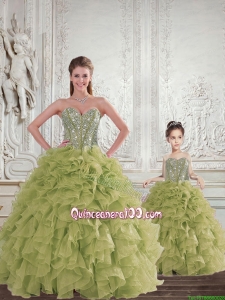 2015 Brand New Beading and Ruffles Olive Green Princesita Dress